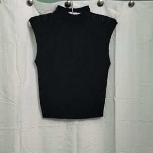 Intimately Free People Black Knitted Sleeveless Turtleneck